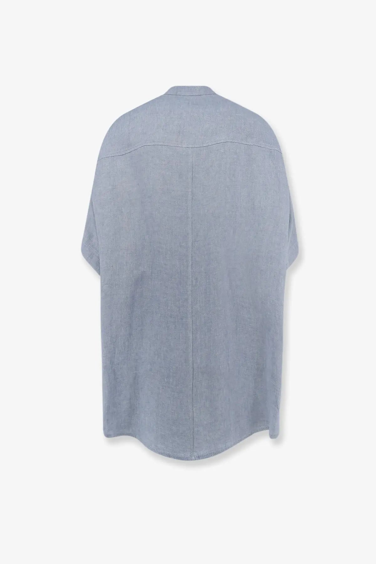 Alyso women’s elavé linen shirt in light blue denim with relaxed fit and short sleeves for casual wear
