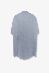 Alyso women’s elavé linen shirt in light blue denim with relaxed fit and short sleeves for casual wear