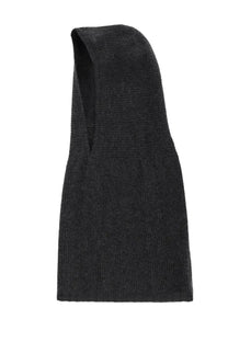 AlyisI women’s dark gray ribbed knit hooded scarf made of soft knit fabric for warmth and style