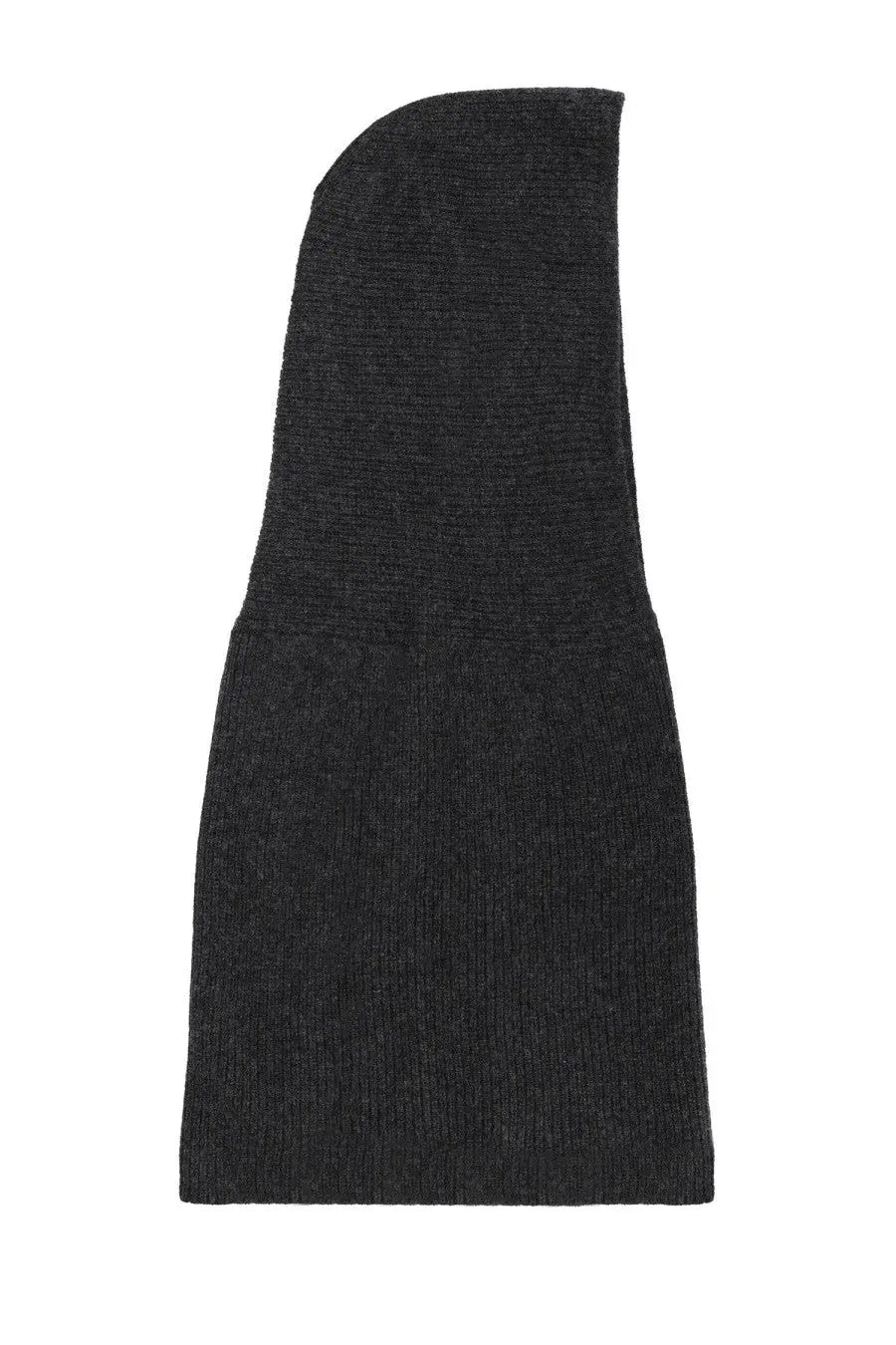 AlySi women’s knitted hood grey sleek dark gray ribbed knit mini dress with one-shoulder design