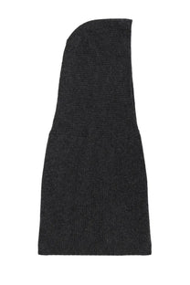 AlySi women’s knitted hood grey sleek dark gray ribbed knit mini dress with one-shoulder design