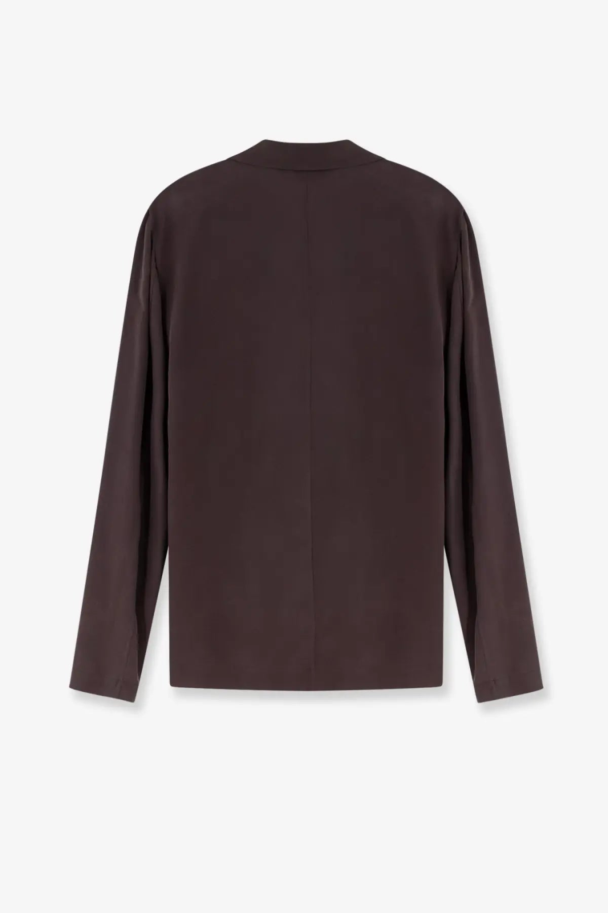 Alysi women’s loose silk blazer choco in dark brown with long sleeves and subtle vertical seam detail