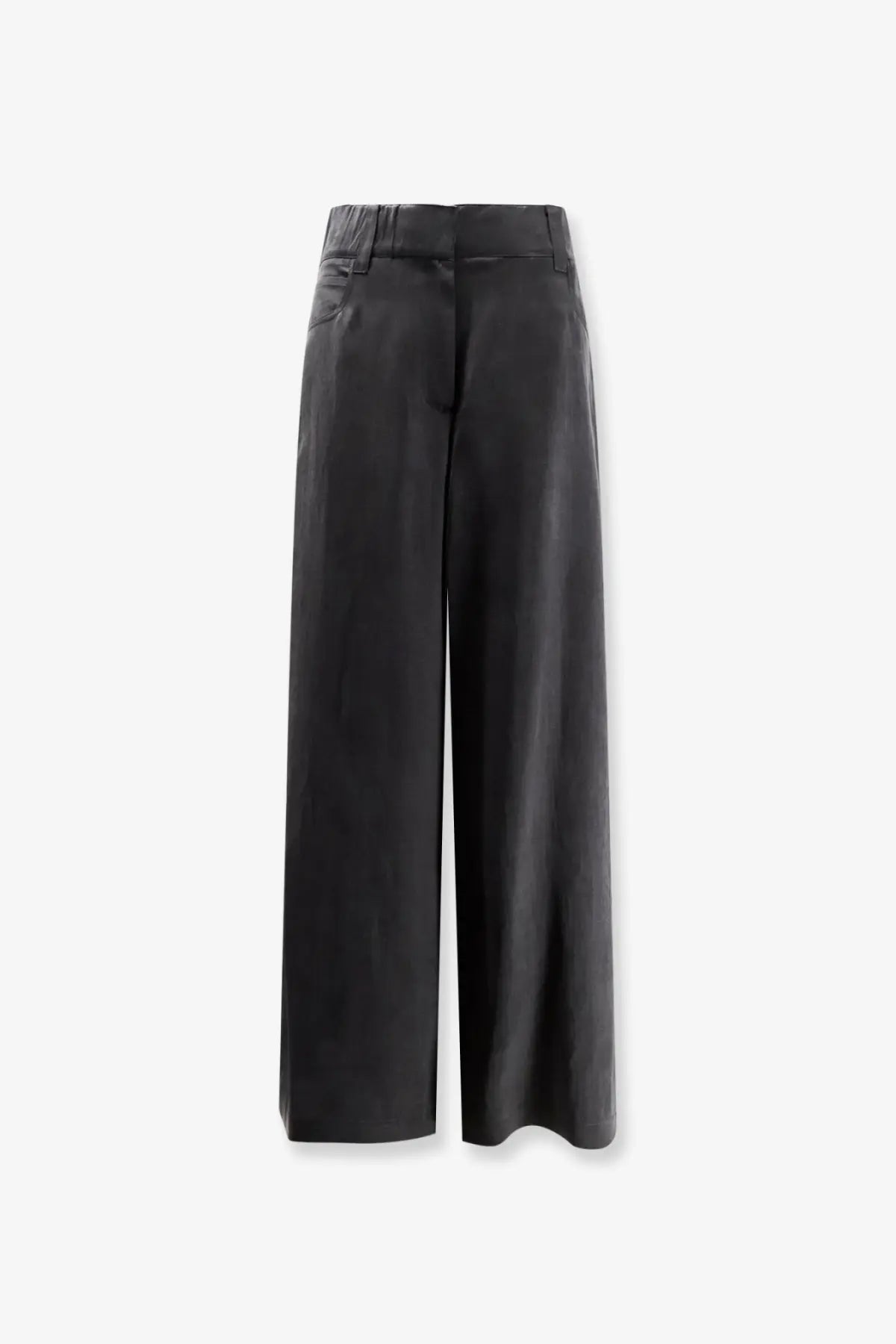 Black wide-leg Alysi women’s trousers with sleek lyocell and cotton fabric and a high waistband
