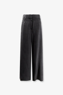 Black wide-leg Alysi women’s trousers with sleek lyocell and cotton fabric and a high waistband