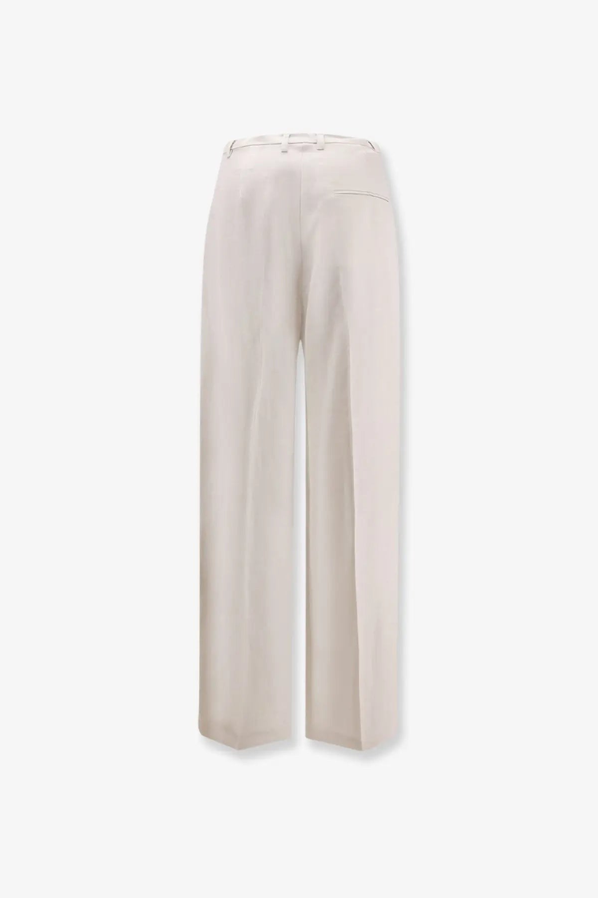 Alysi women’s cream-colored wide-leg trousers with sleek tailored fit and subtle pleats in lyocell and linen gesso