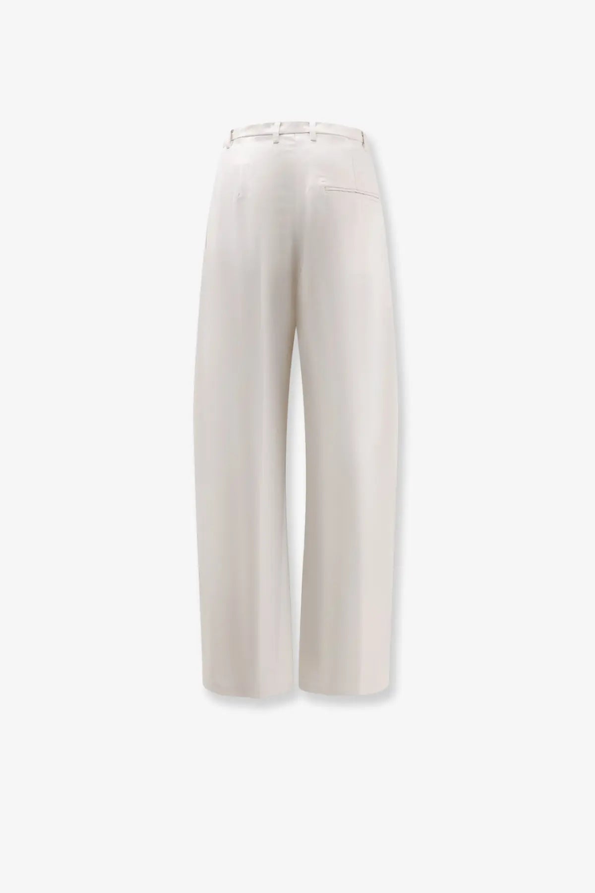 Cream-colored alysi women’s lyocell and linen wide-leg trousers with tailored fit and subtle stitching details