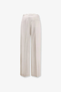 Alysi womens cream-colored lyocell and linen wide-leg trousers with tailored fit and pleated waistband gesso color