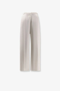 Alysi women’s cream-colored wide-leg trousers made of smooth lyocell and linen with clean tailoring gesso color