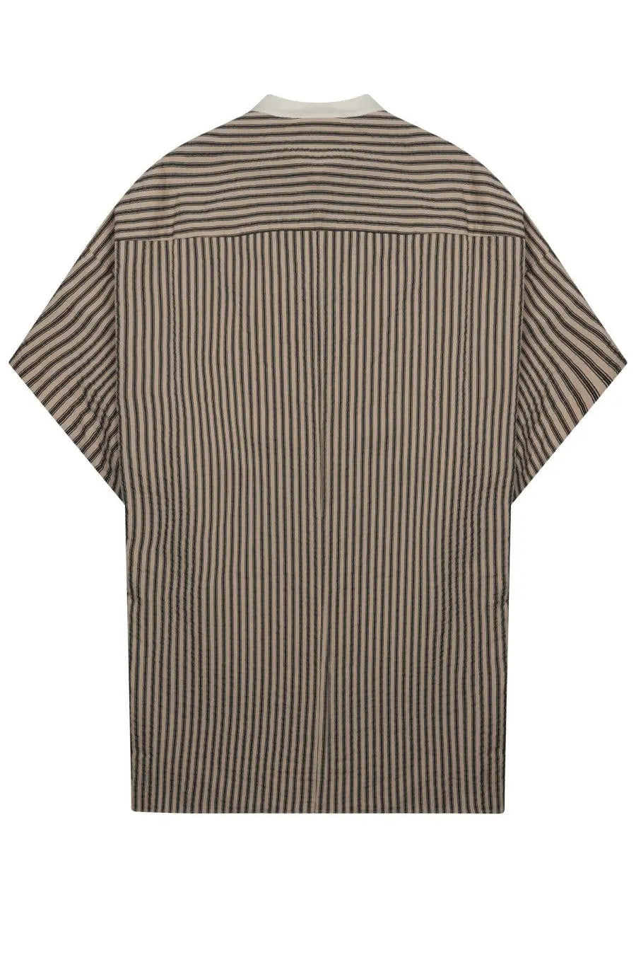 Alysi women’s mini abito righe beige short-sleeved shirt with beige and black vertical stripes and relaxed fit