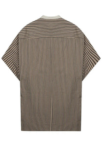 Alysi women’s mini abito righe beige short-sleeved shirt with beige and black vertical stripes and relaxed fit