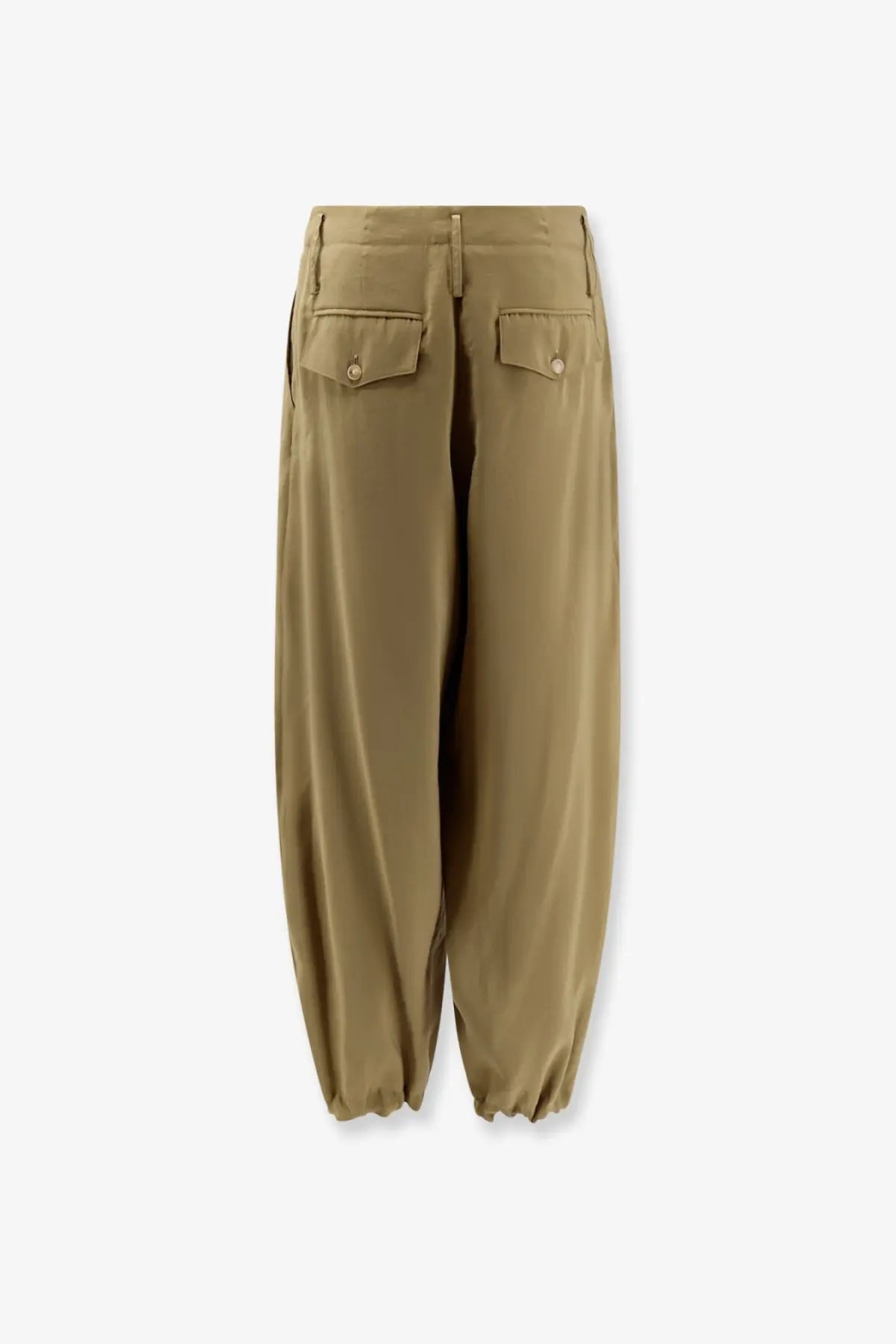 Alysi women’s khaki modal trousers with a relaxed silhouette and elasticated cuffs for comfortable wear