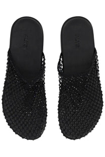 Alysi women’s black mule shoe with sleek woven mesh texture and minimalist design