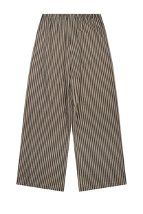 Alysi women’s pantalone ampio righe beige wide-leg trousers with vertical black and beige stripes in soft cotton blend fabric