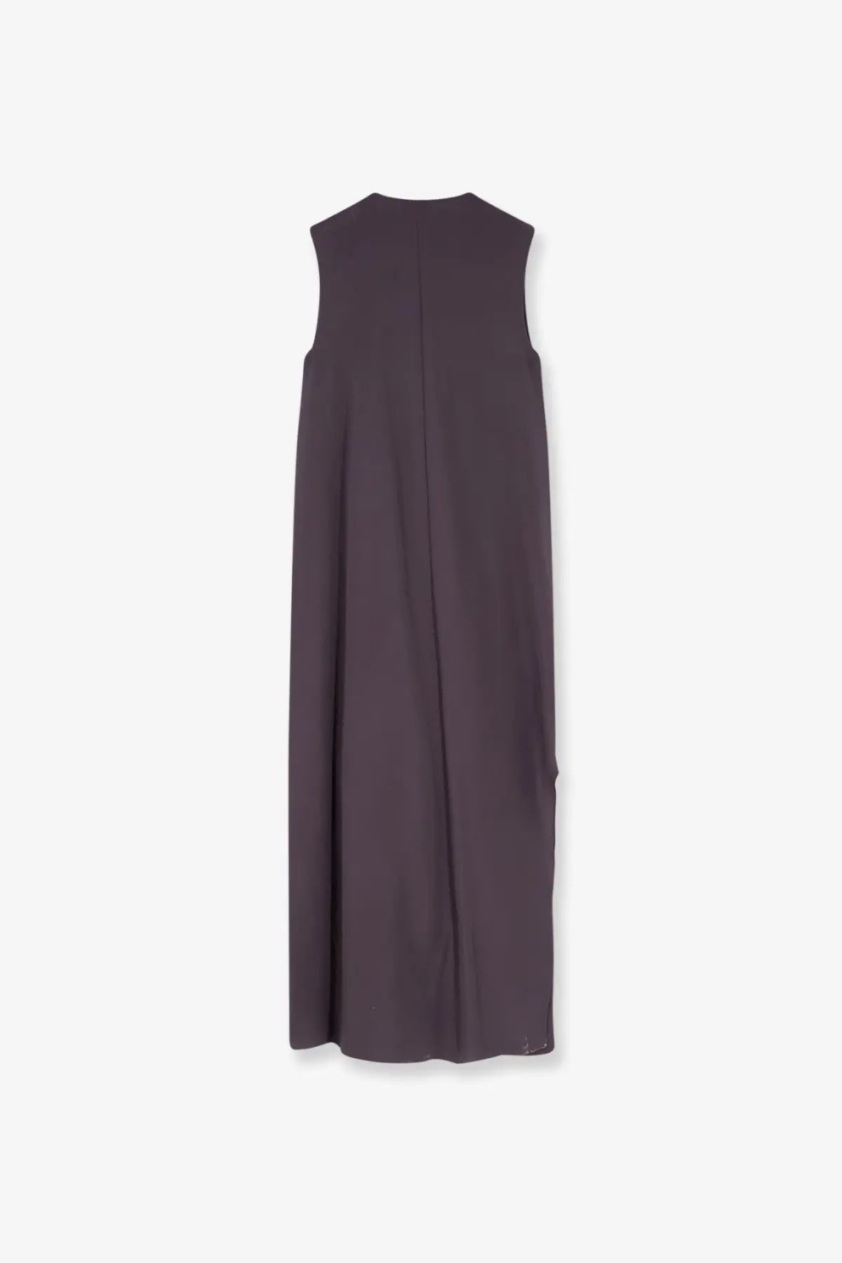 Alysi women’s sleeveless charcoal-gray peach touch long dress with minimalist design and subtle vertical seams