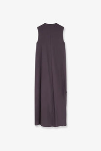 Alysi women’s sleeveless charcoal-gray peach touch long dress with minimalist design and subtle vertical seams