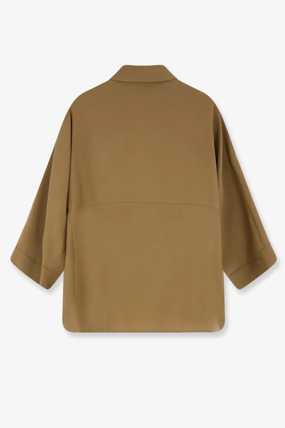Alysi women’s peach touch shirt oversized tan blazer with relaxed fit and three-quarter length sleeves