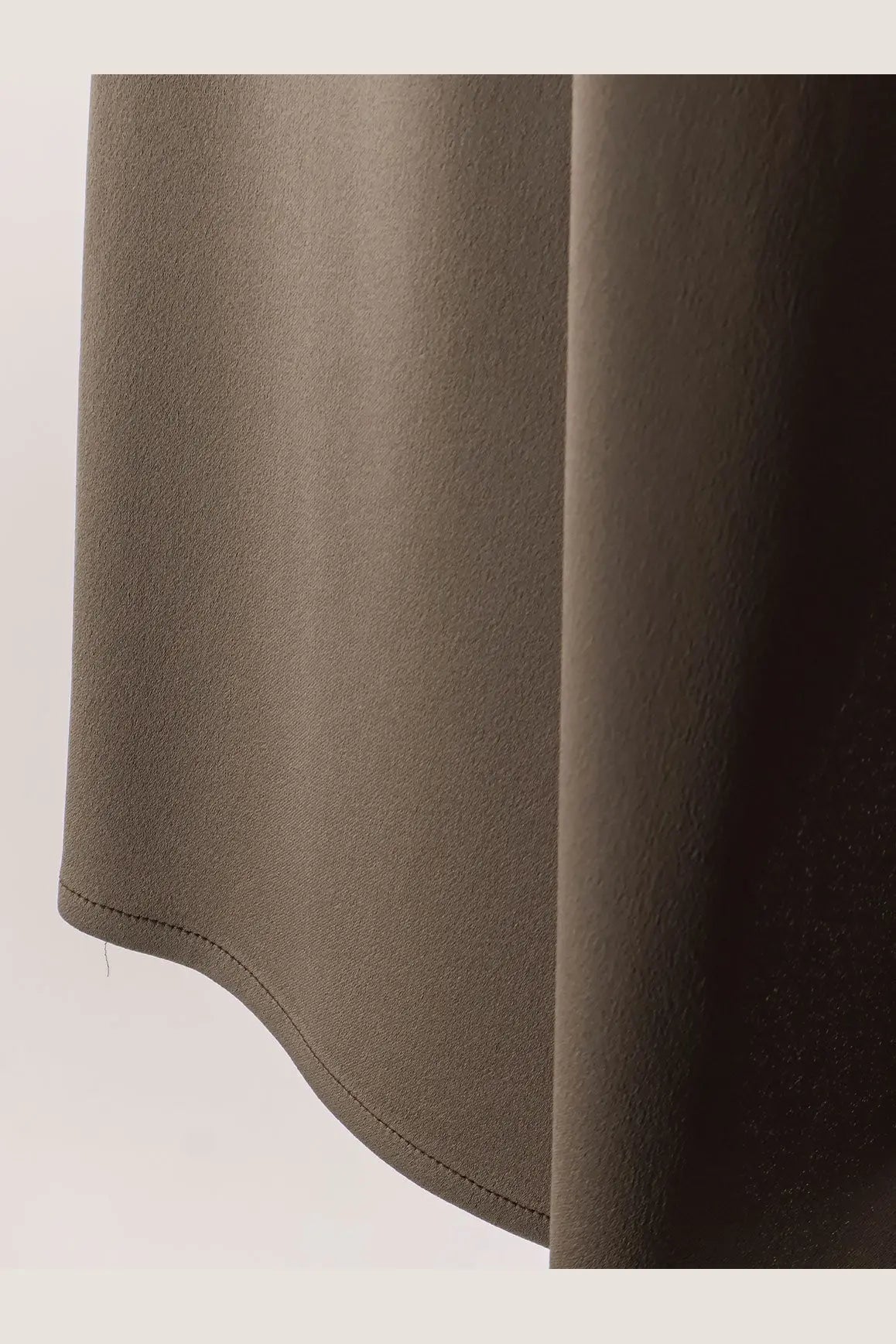 Alysi womens satin skirt in soft muted olive green with smooth texture and subtle sheen