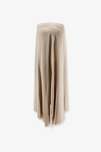Beige satin maxi skirt alysi women’s satin skirt petalo with high waist and asymmetrical hemline