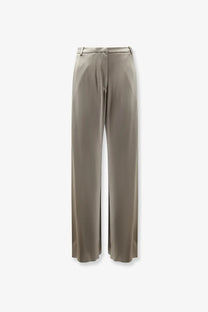Alyssi women’s satin trousers beige wide-leg silk-like taupe high-waisted with subtle front pleats