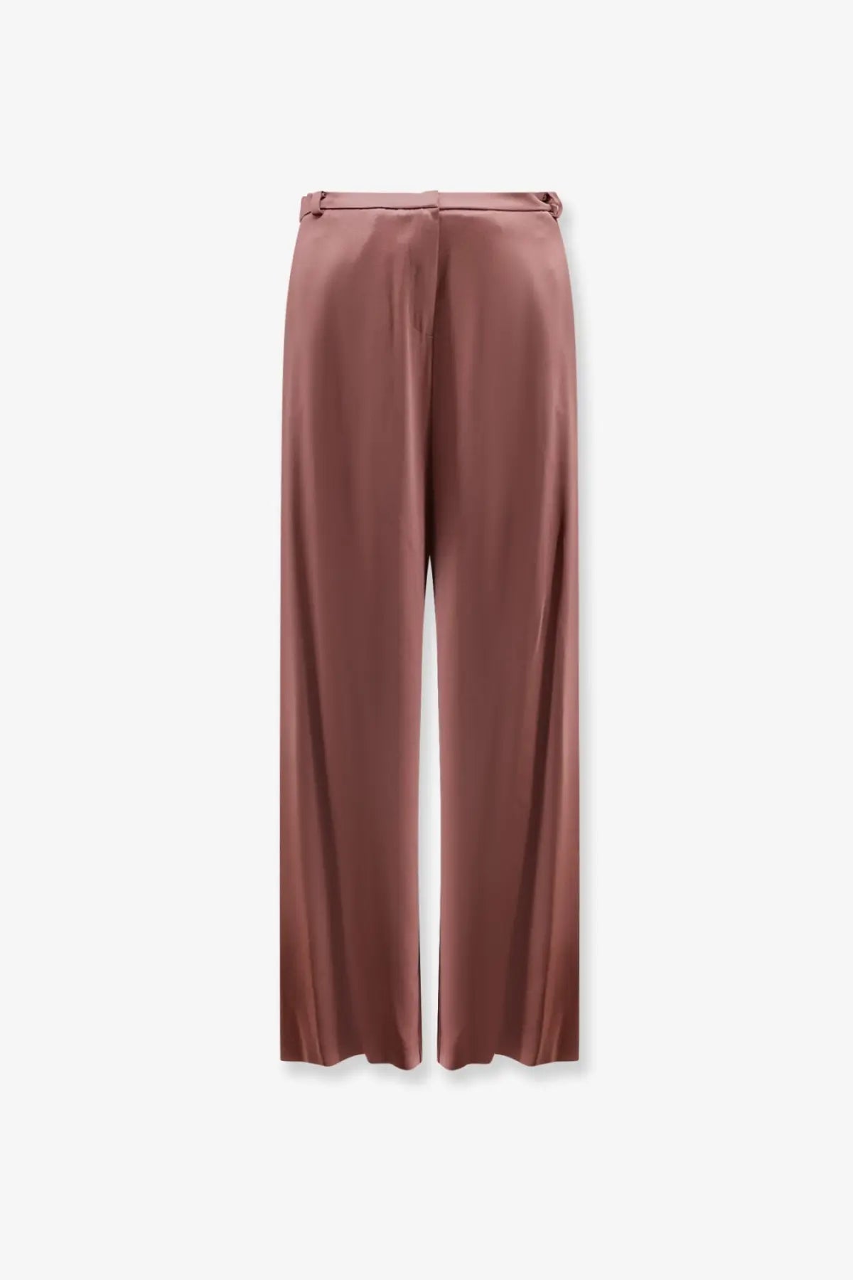 Alyso women’s satin trousers in blue with silk-like mauve wide-leg design, high waist, and subtle front pleats