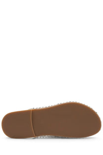 Alysi women’s scarpa mule con strass silver embellished espadrille flat shoe with brown rubber sole
