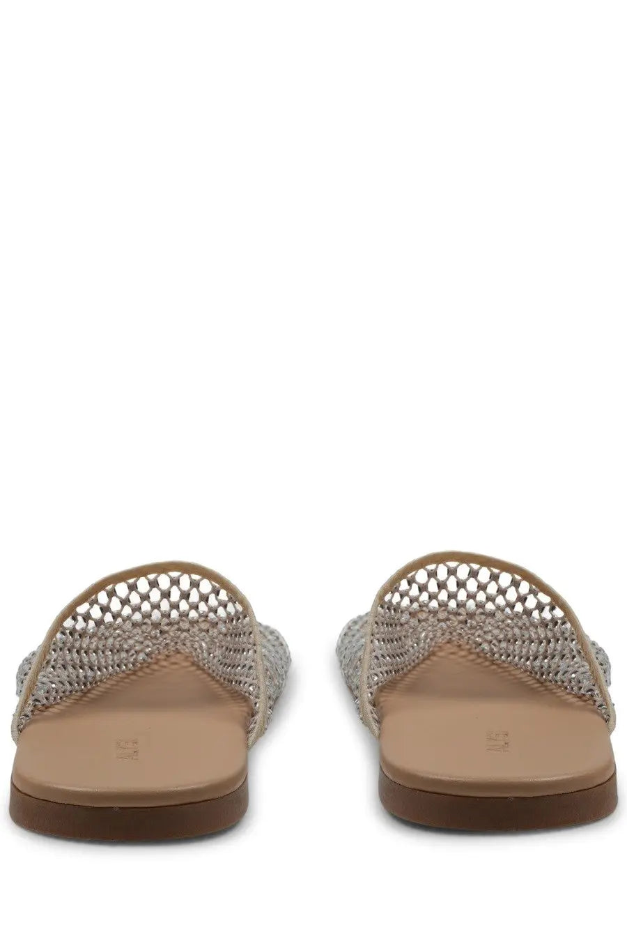 Alysi women’s scarpa mule con strass silver mesh slide sandals with woven upper and tan leather insole