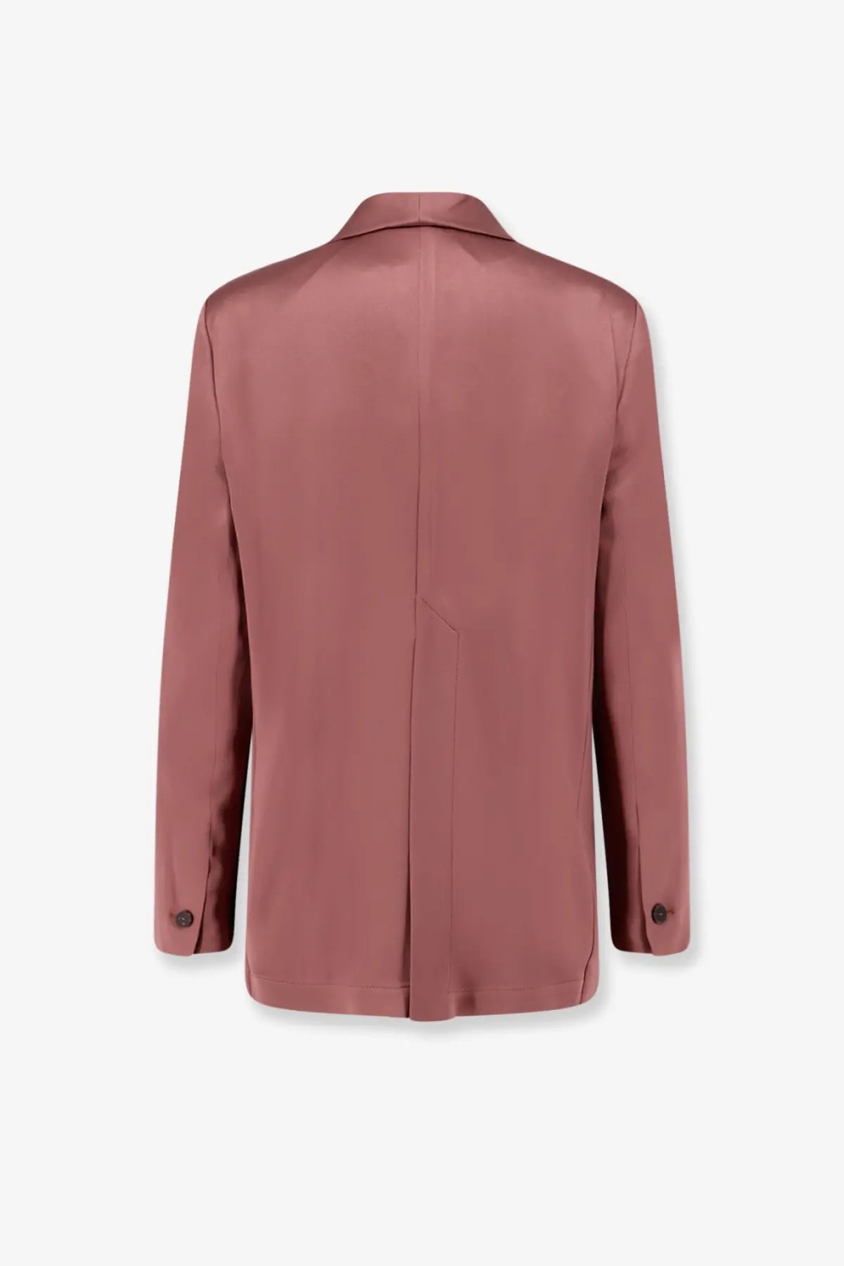 Alysi women’s single breasted satin blazer in rose pink with a smooth satin finish and classic tailored fit