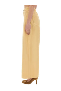 Alysi women’s cream-colored wide-leg trousers with minimalist design and subtle front seam detailing