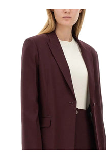 Alysi women’s tailored burgundy blazer with sleek structured silhouette and notched lapels for formal wear