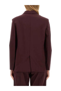 Alysi women’s tailored jacket red featuring a sleek burgundy blazer with structured silhouette and clean lines