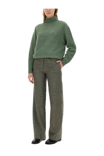 Alysi women’s olive green turtleneck sweater with soft textured knit fabric and relaxed fit