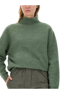 Alysi women’s soft olive-green turtleneck sweater with cozy knit texture and relaxed fit