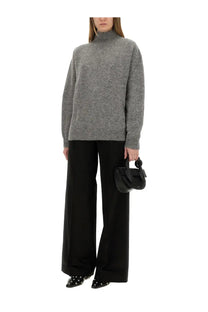 Alysi women’s soft heather gray turtleneck shirt with relaxed fit and subtle textured knit
