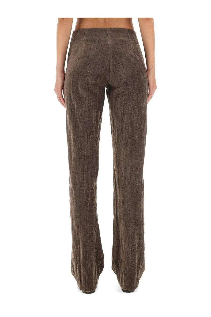 Aly­si women’s velvet crinkle slim pants in brown featuring a high waist and subtle textured pattern