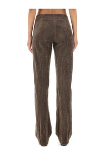 Aly­si women’s velvet crinkle slim pants in brown featuring a high waist and subtle textured pattern