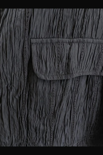 Alysi women’s wrinkled blazer liquirizia in dark gray crinkled fabric with stitched pocket and seam detailing