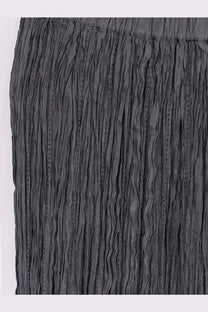 Alysi women’s black pleated viscose skirt with subtle vertical stitching and a wrinkled texture liquidizia style