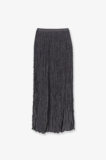 Alysi women’s wrinkled viscose skirt in dark gray with a pleated midi design and a soft flowing silhouette