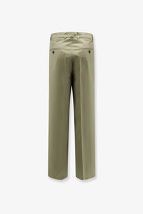 Khaki-colored AMARÁNTO men’s cotton trousers army with a tailored fit and subtle back pleats shown from the back side