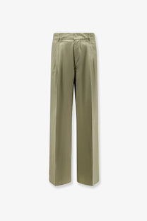 Amaránto men’s olive green cotton wide-leg trousers with tailored fit and subtle pleats at the waistband