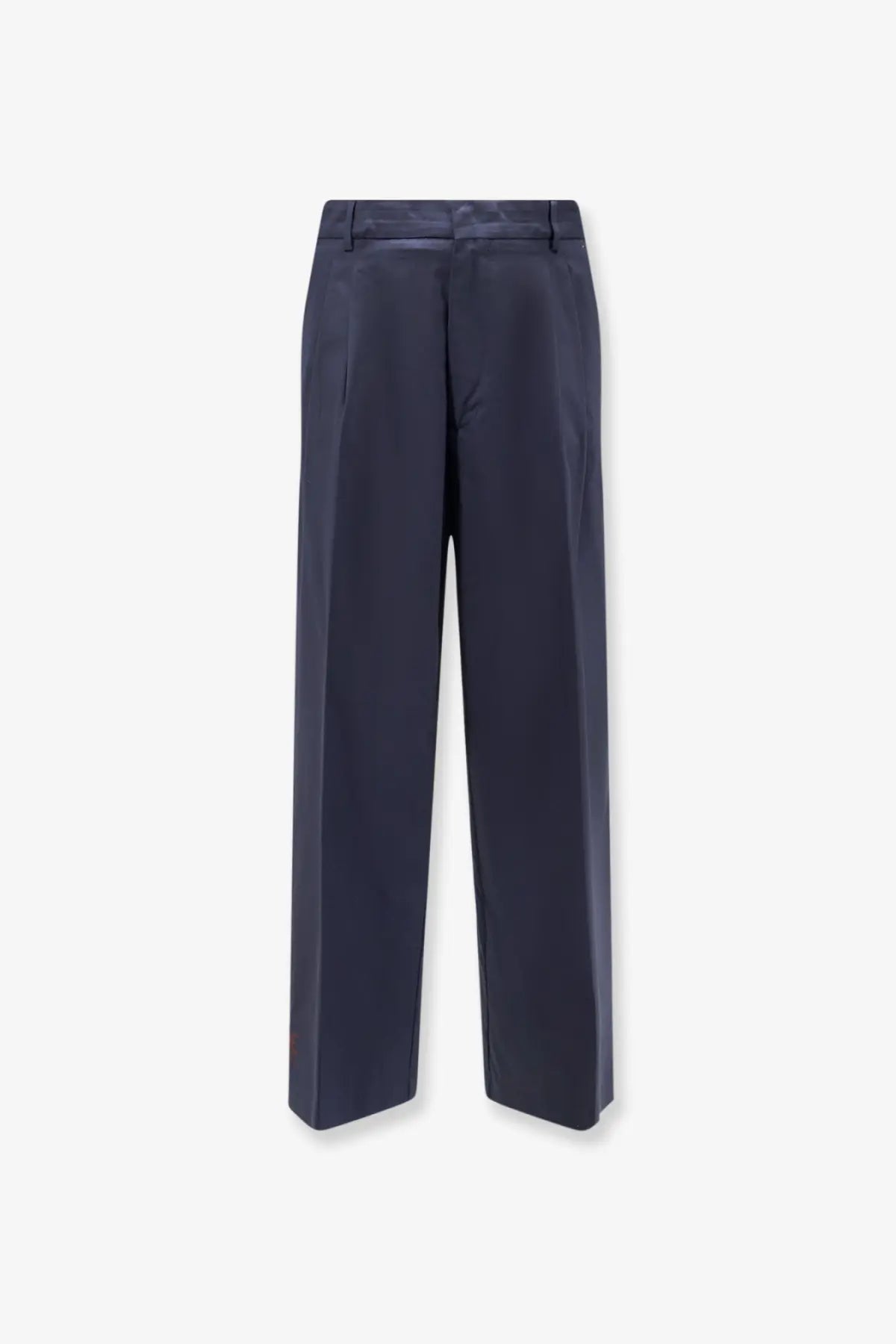 Navy blue wide-leg Amaranto men’s cotton trousers with a tailored fit and subtle front pleats