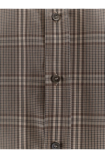 Amaránto men’s madras cotton blend shirt in brown and black plaid with dark gray buttons
