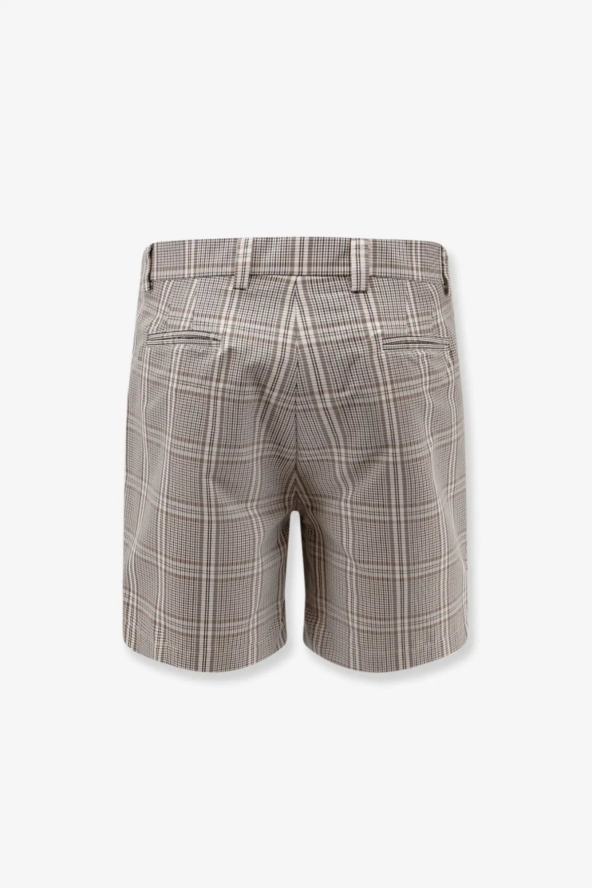 Beige and black plaid tailored fit shorts in madras check pattern from amaránto men’s collection