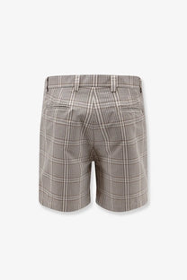 Beige and black plaid tailored fit shorts in madras check pattern from amaránto men’s collection