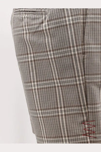 Gray and black plaid madras shorts with subtle red embroidered detail on side seam by amaranto men’s collection