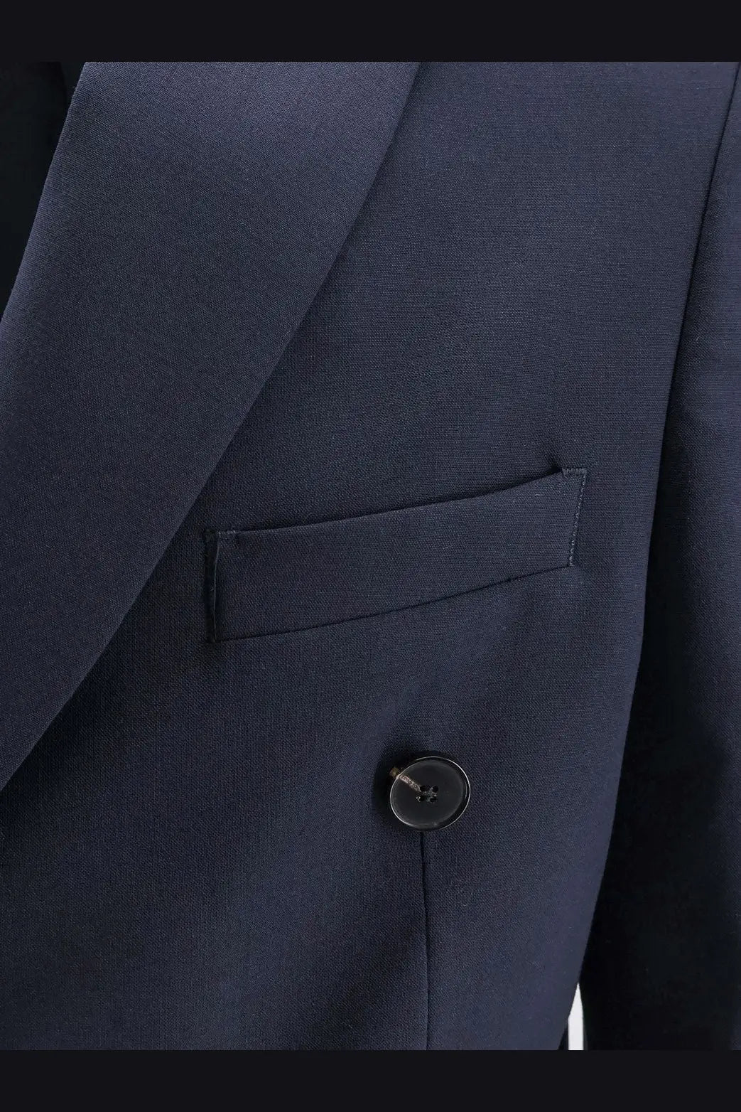 Amaránto men’s dark navy virgin wool blend blazer with subtle textured weave and a single black button