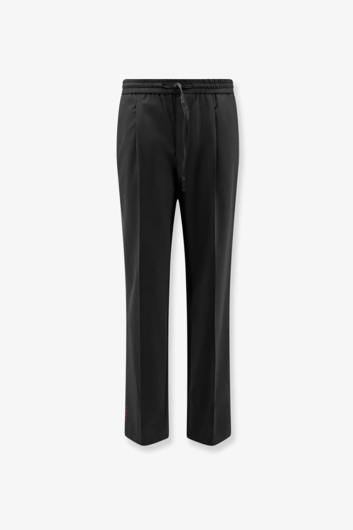 Amaránto men’s black tailored virgin wool blend trousers with drawstring waistband and subtle front pleats