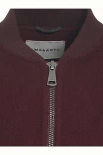 Amaránt men’s maroon wool and cashmere zip-up jacket with silver zipper and ribbed collar