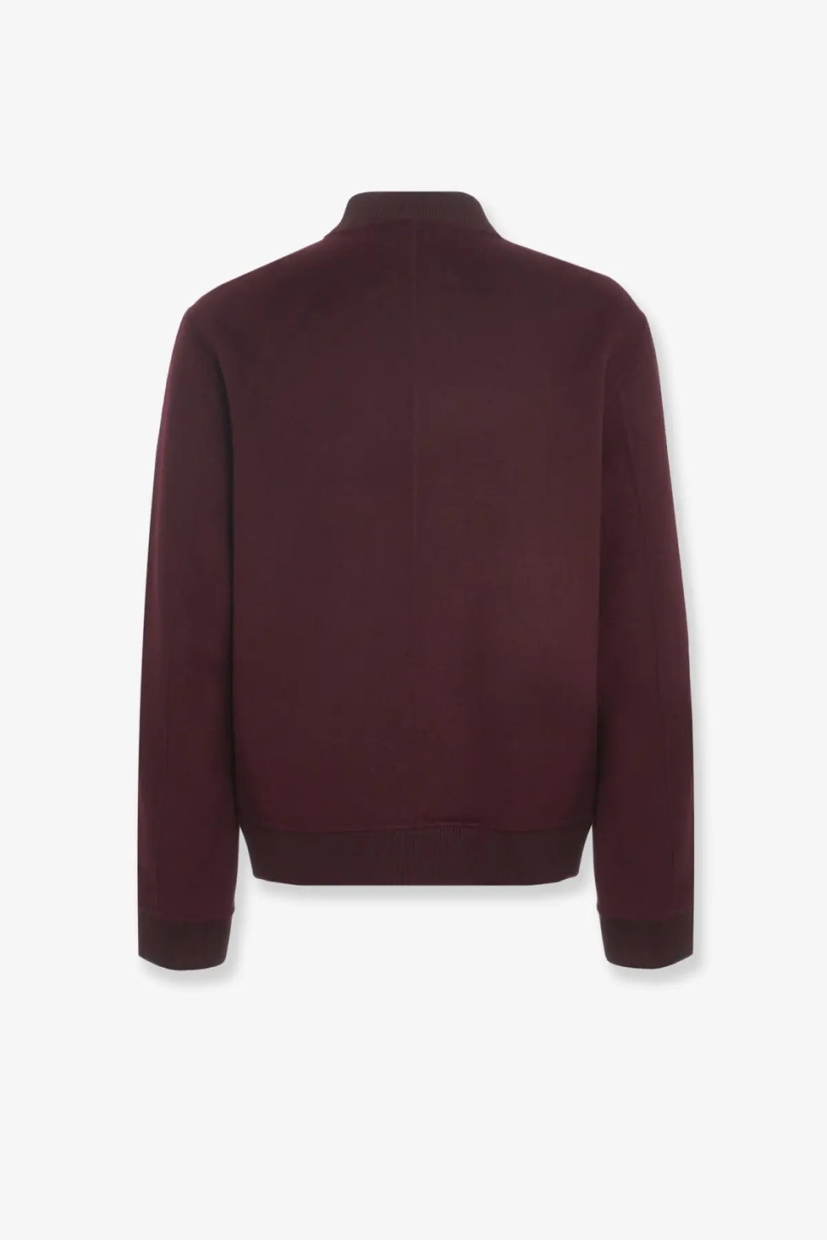 Amaranto men’s wool and cashmere maroon bomber jacket with ribbed cuffs and hem for stylish warmth