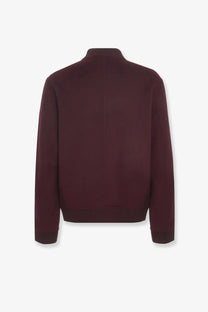 Amaranto men’s wool and cashmere maroon bomber jacket with ribbed cuffs and hem for stylish warmth